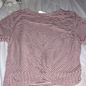 Women’s striped red and white tie knot shirt, stretchy